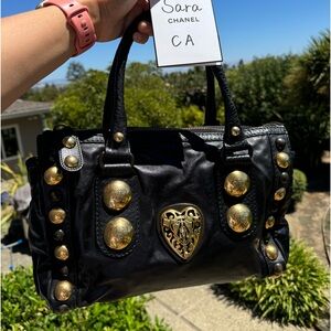 ✨ GUCCI Leather Babouska Studded Large Boston Bag Black